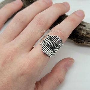 Silver bohemian vintage style stacking ring
